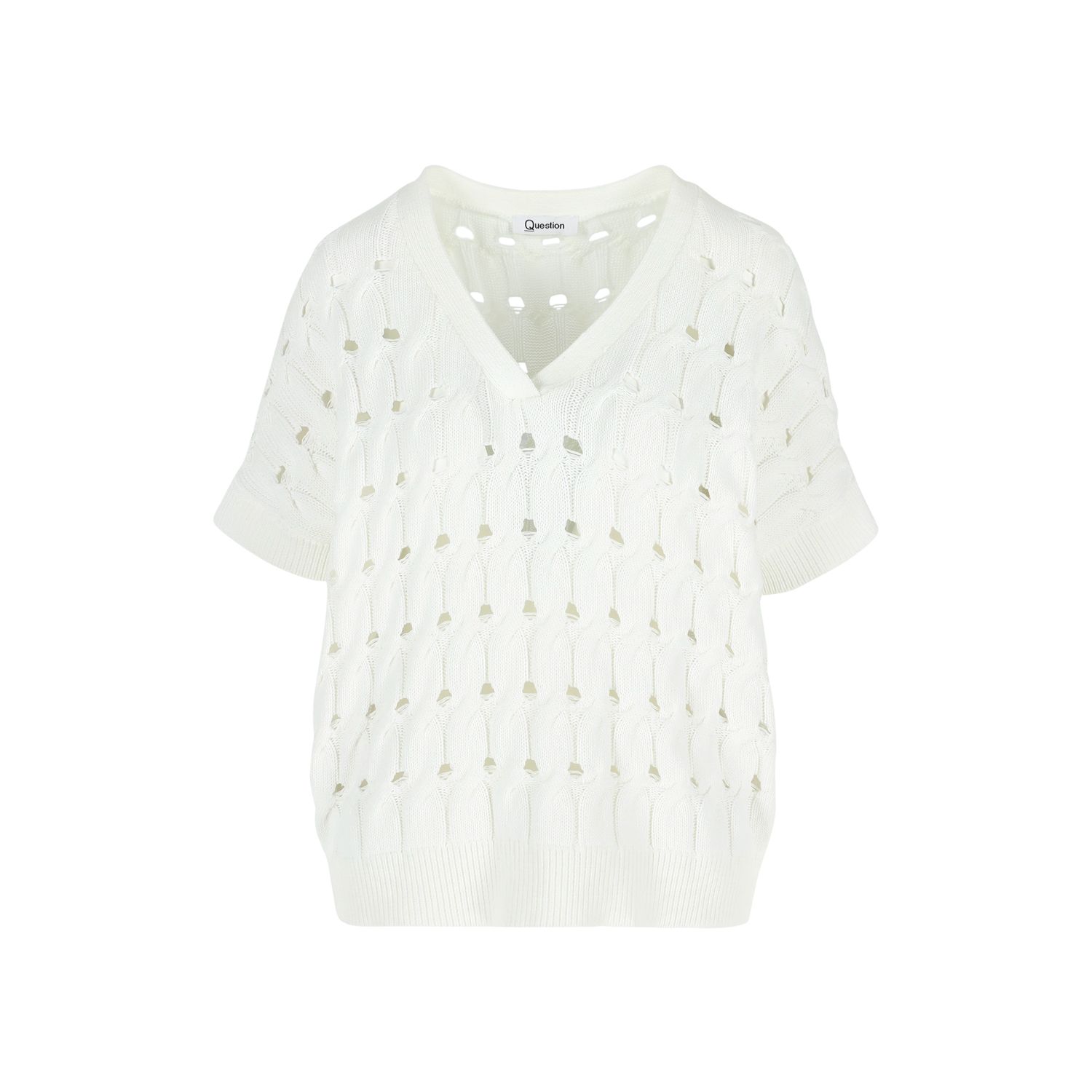 Punto One Gebreide shirt in Ajour, Wit