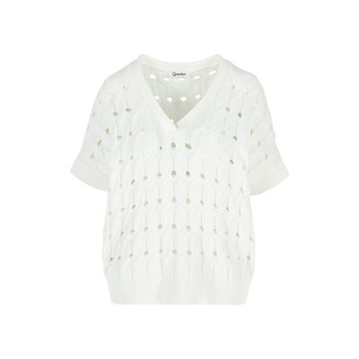 Punto One Gebreide shirt in Ajour, Wit