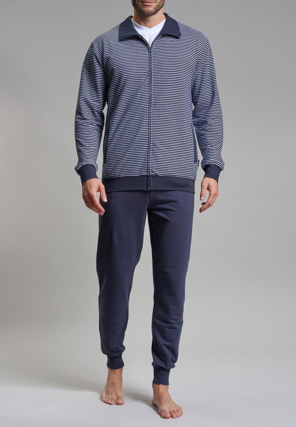 Gotzburg Homewear Heren: blauw met rits