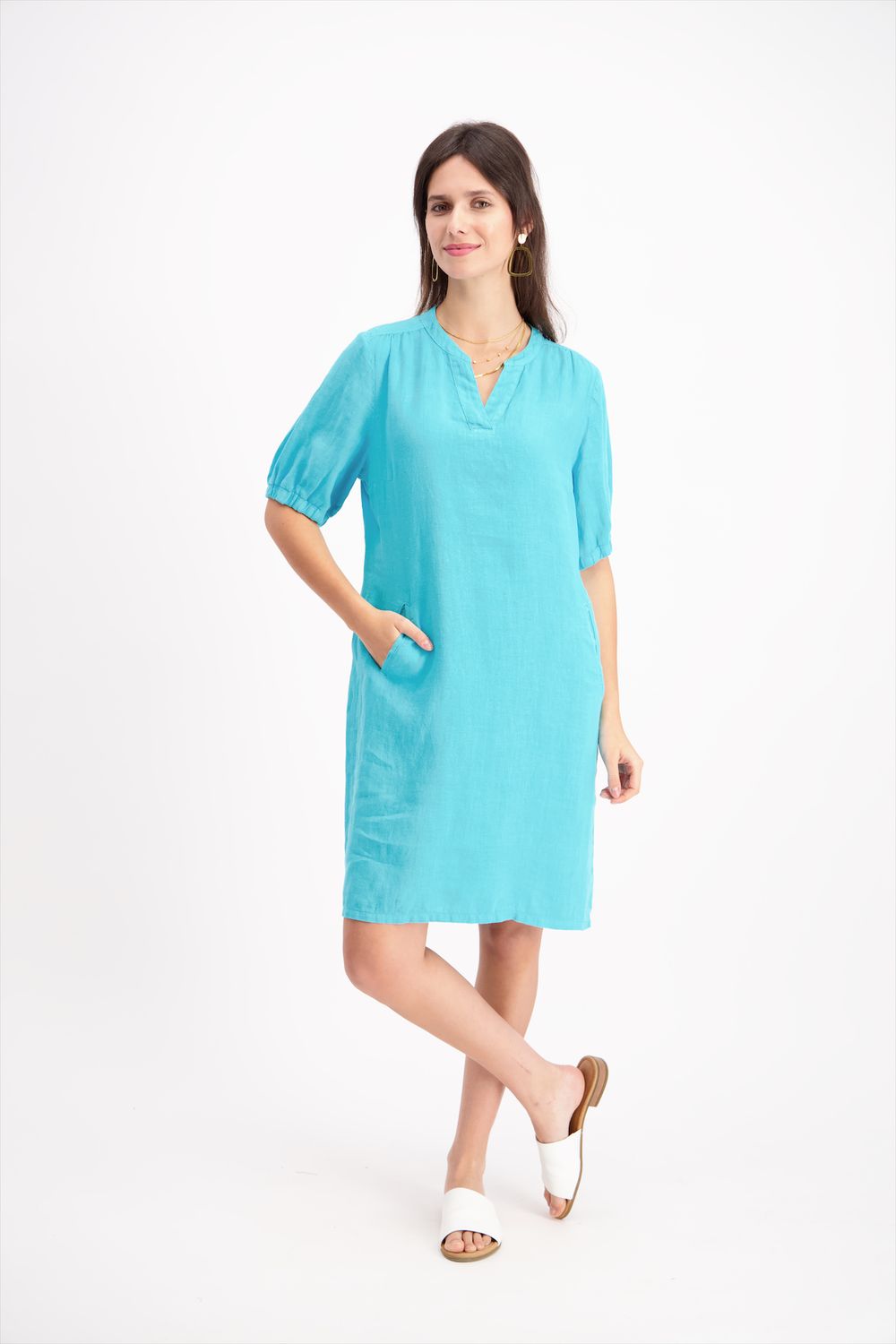 Signe Nature Kleed: Linnen, Blauw