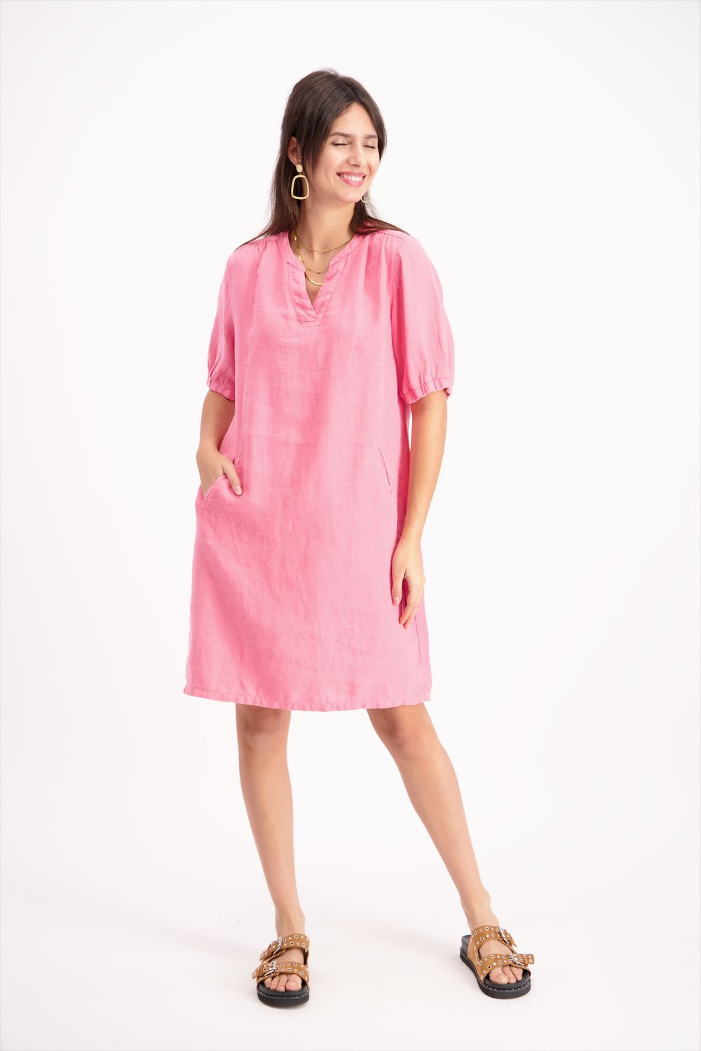 Signe Nature Kleed: Linnen, Roze