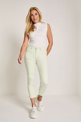 Para mi dames broek: Capri L26, Color denim, Pistacio Green