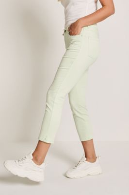 Para mi dames broek: Capri L26, Color denim, Pistacio Green