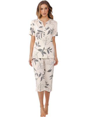Pastunette Premium Dames pyjama: Ecru gebloemd