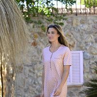 Ringella nachthemd dames: Pastel Roze, korte mouw, modal katoen