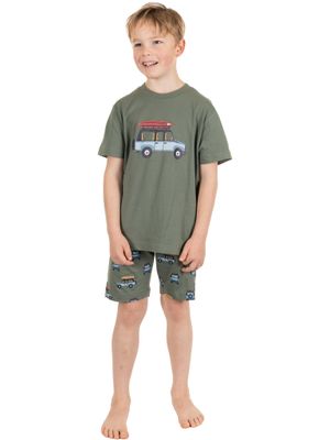 Pastunette Kinder pyjama Jongens: Groen, Camper motief