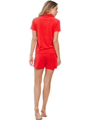 Pastunette Rebelle Dames Pyjama: Rood, Terry badstof ( zomerse badstof )