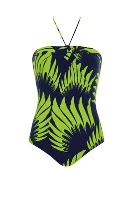 Sunflair badpak: Blauw / groen, Strapless