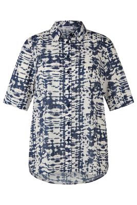 Kj Brand Bloes: Ecru/ blauw, Duitse maten