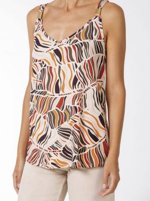 Janira Dames Top: Red Sea, print