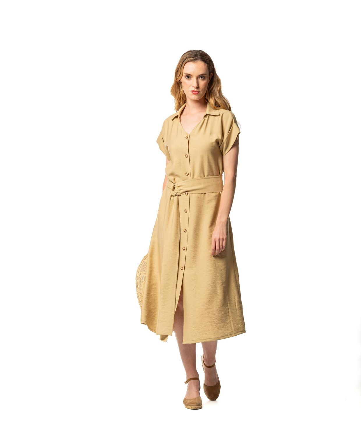 Egatex kleed: Effen beige, zomer kleed,
