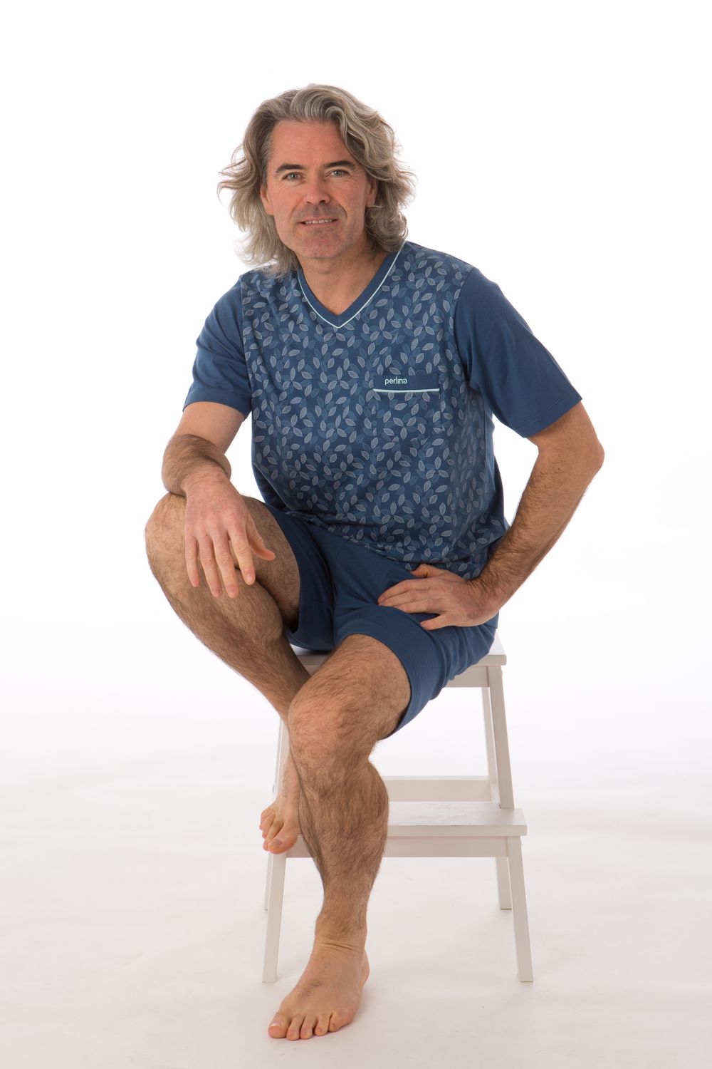 Perlina Heren pyjama: Gustaaf, Blauw