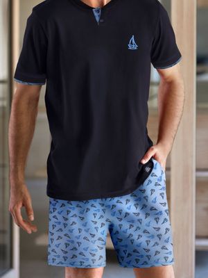 Janira Men Heren Pyjama: Sail, Blauw, korte mouw