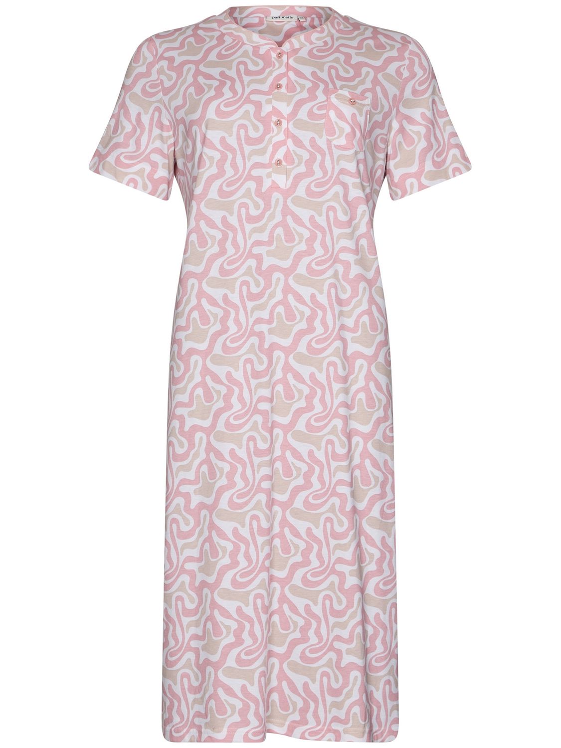 Pastunette Dames nachthemd: Pink, Korte mouw, 115cm, tot maat 58