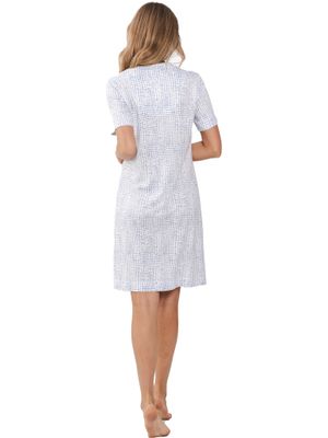 Pastunette Nachthemd Dames: Korte mouw, Ecru / blauw, 95cm