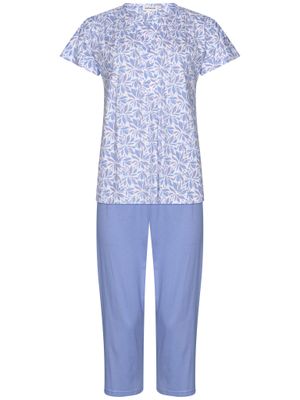 Pastunette Dames pyjama: korte mouw / capri broek, blauw / ecru