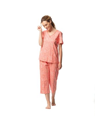 Egatex Dames pyjama: korte mouw / capri broek, Coral