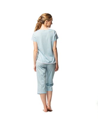 Egatex Dames pyjama: korte mouw / capri broek, blauw