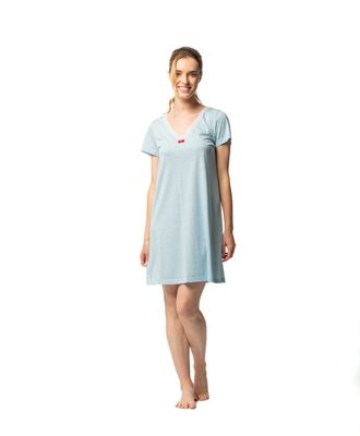 Egatex Dames Nachthemd: Blauw, Korte mouw
