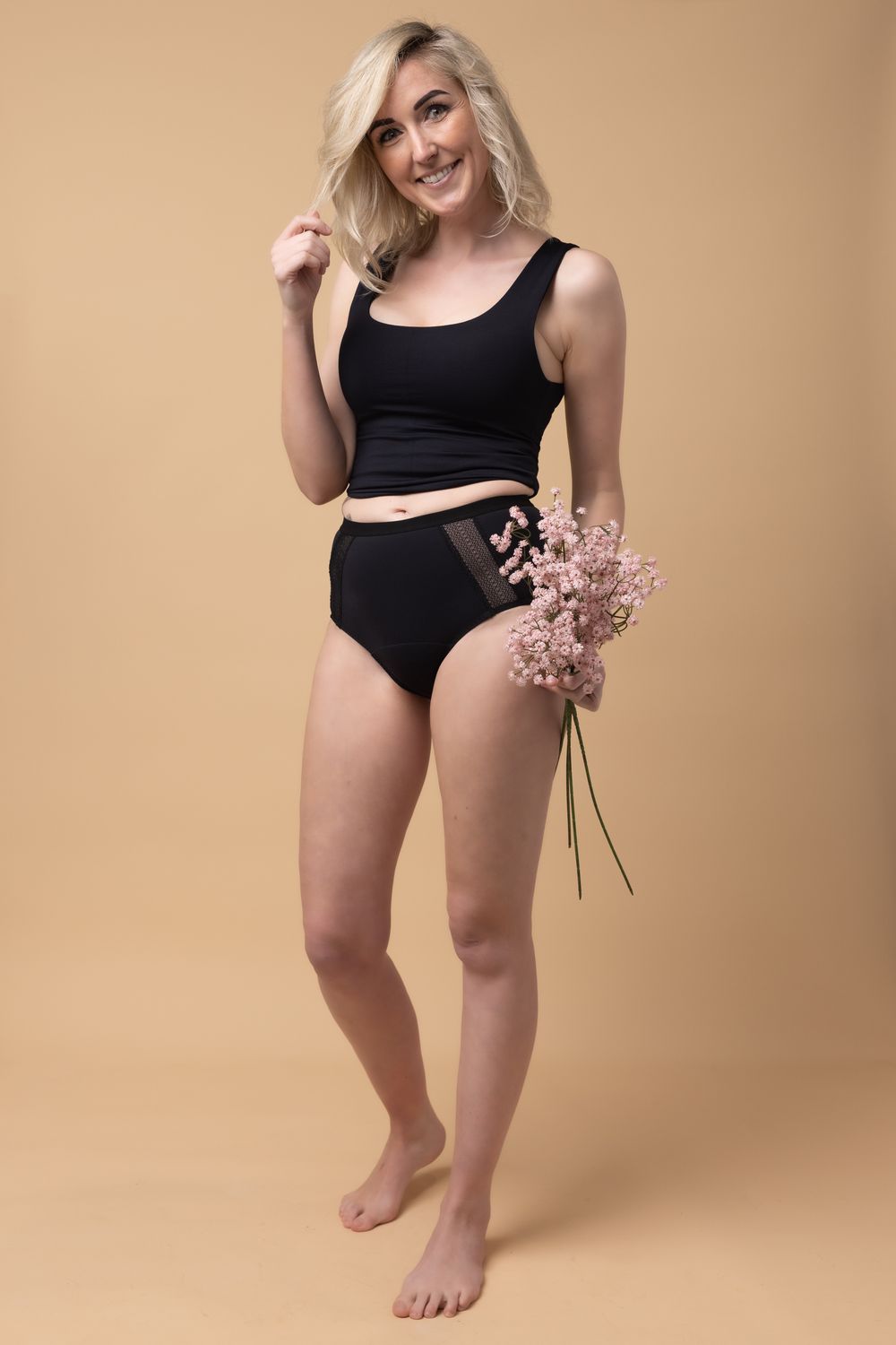 Moi &amp; Marie Menstruatie slip: Romee, Zwart, met kant