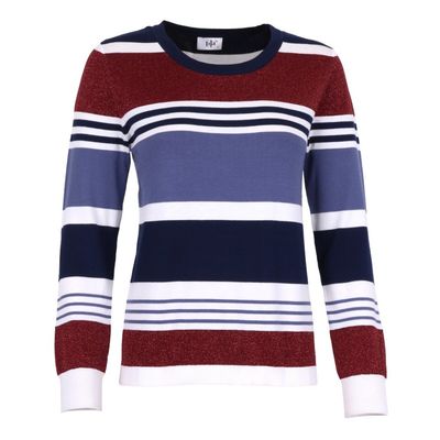 She Goes LaLa Dames pull: Gabi, Blauw / bordeau