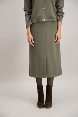 Signe Nature Rok: sweater stof, Kaki, split vooraan