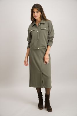Signe Nature Rok: sweater stof, Kaki, split vooraan
