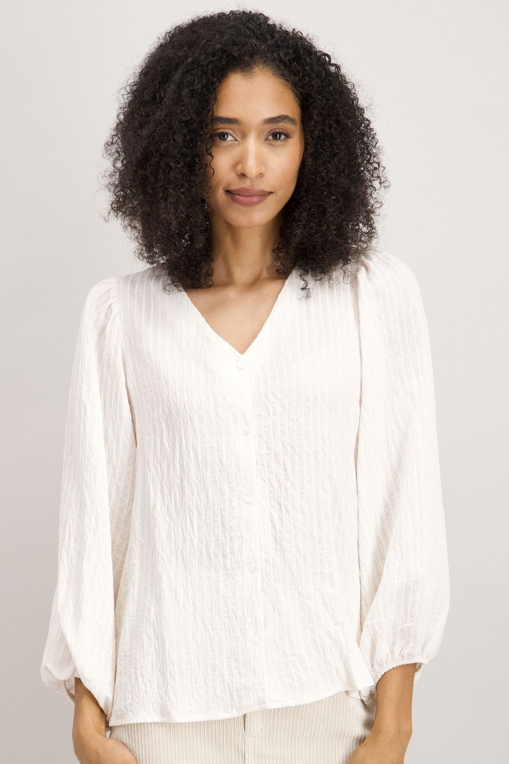 Signe Nature Bloes: Cream kleur, licht gestreept