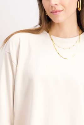 Signe Nature Shirt: Cream kleur, ronde hals