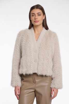 Rino &amp; Pelle Cardigan: Chaimae, Birch color, Lang harig
