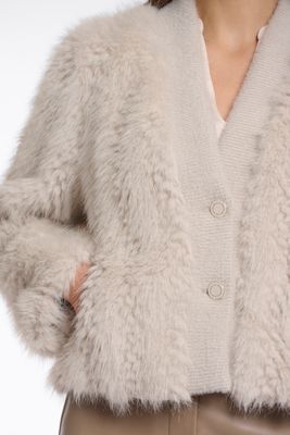 Rino &amp; Pelle Cardigan: Chaimae, Birch color, Lang harig