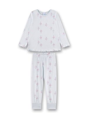 Sanetta Pyjama meisjes: Bloemetjes, licht blauw, 100% katoen
