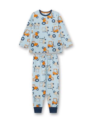 Sanetta Pyjama jongens: Tractor, licht blauw, 100% katoen