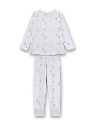 Sanetta Pyjama meisjes: Bloemetjes, licht blauw, 100% katoen