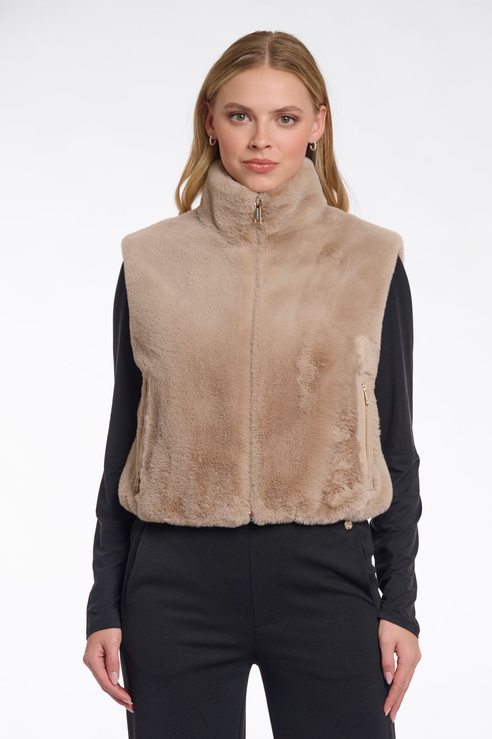 Rino &amp; Pelle dames Bodywarme: Nikki, Oat kleur, met rits