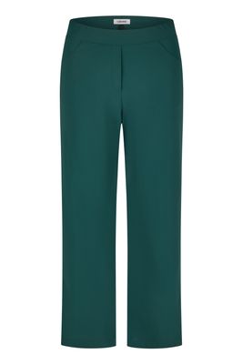 KJ Brand dames broek: Effen groen, Duitse maten, elastiek in de lenden
