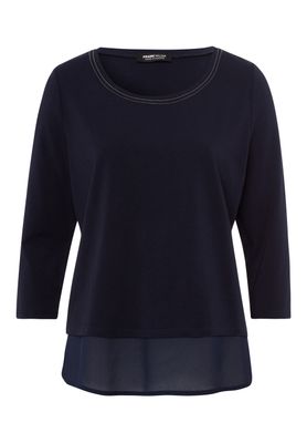 Frank Walder  Dames Shirt: Blauw, 3/4 mouw