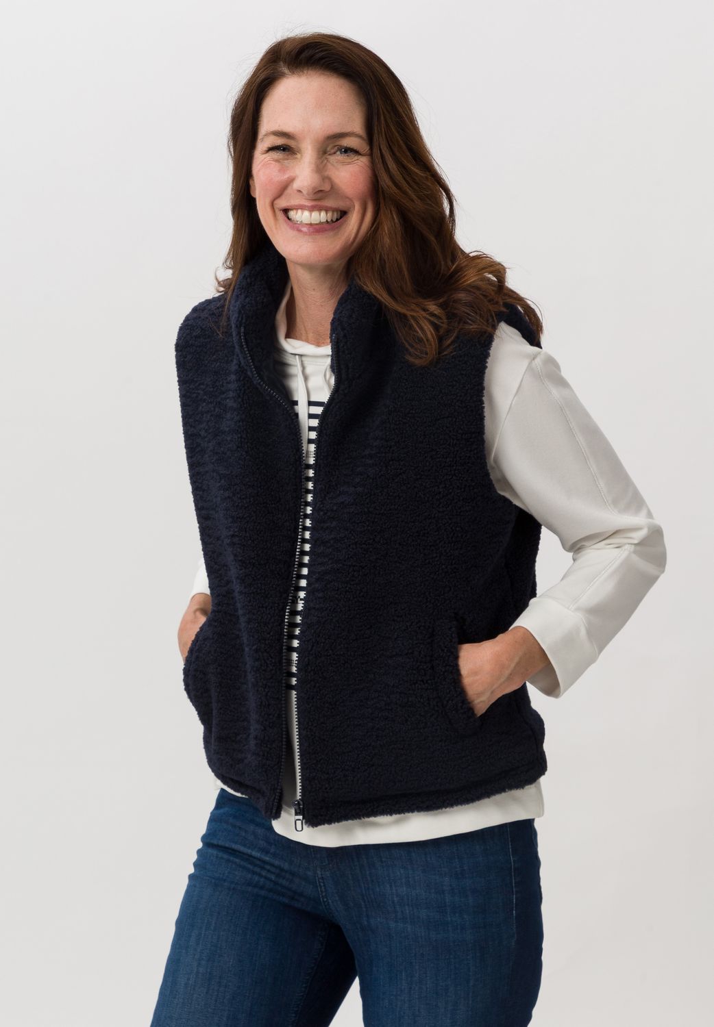 Frank Walder  Dames Bodywarmer, schapenvel, blauw