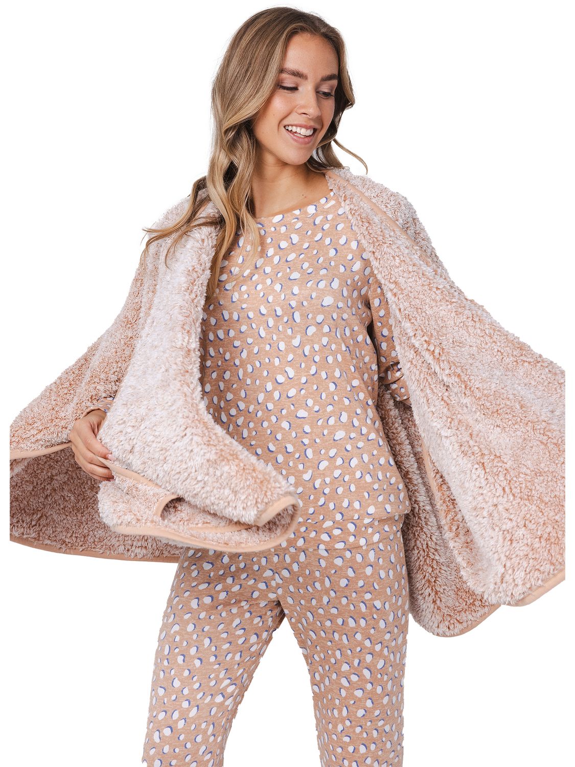 Pastunette Pyjama Dames: Rebelle, Beige, super zacht en warm