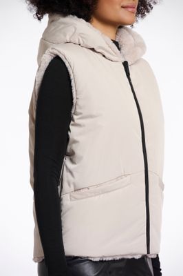 Rino &amp; Pelle Bodywarmer: Hibbo, Stone, omkeerbaar, met kap