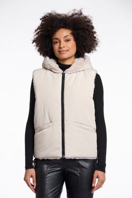 Rino &amp; Pelle Bodywarmer: Hibbo, Stone, omkeerbaar, met kap