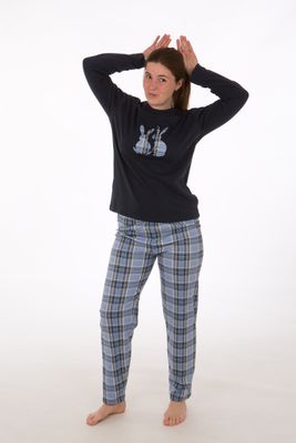 Perlina Dames pyjama: Rabbit, gemoltoneerd, Blauw