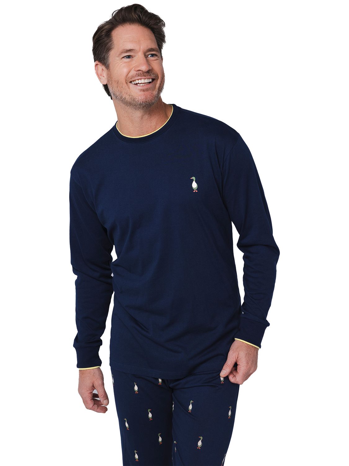 Pastunette Heren pyjama: Blauw, eendjes motief