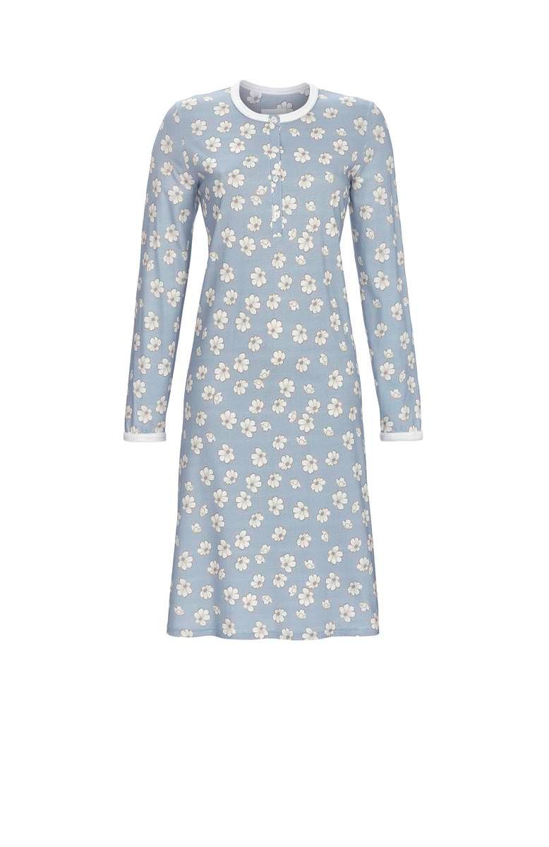 Ringella nachthemd Dames: Blauw interlock, 105cm