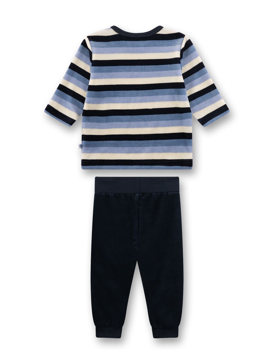 Sanetta Pyjama Jongens: Blauw gestreept, Velours,  vanaf 18 maand