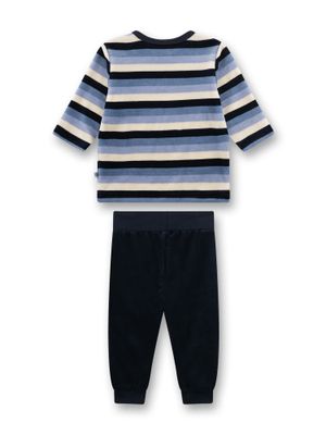 Sanetta Pyjama Jongens: Blauw gestreept, Velours,  vanaf 18 maand