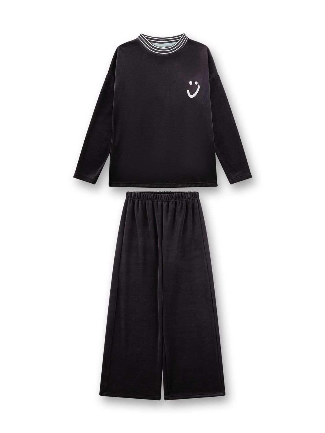 Sanetta Pyjama Jongens: Smile, Antracite, Velours stof