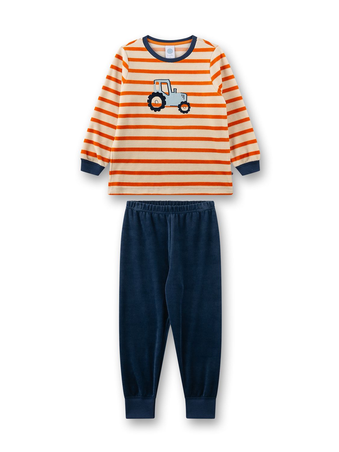 Sanetta Jongens pyjama: Velours, Gestreept tractor