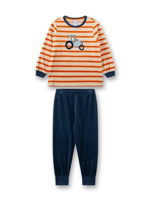 Sanetta Jongens pyjama: Velours, Gestreept tractor