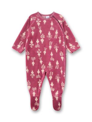 Sanetta Romper pyjama Meisjes: Bordeaux, velours, Rode bietjes
